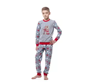 Піжама для хлопчика утеплена з зірками та оленями